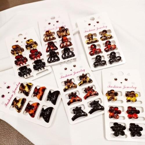 6PSC/Set Leopard Hair Claw Clip Acrylic Small Geometric Hairpins Women Girls Headband Fashion Hair Accessories