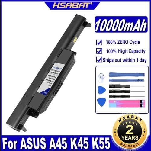 HSABAT A32-K55 A33-K55 A41-K55 10000mAh Battery for Asus A45 A55 A75 K45 K55 K75 R400 R500 R700 U57 X45 X55 X75 Series Batteries