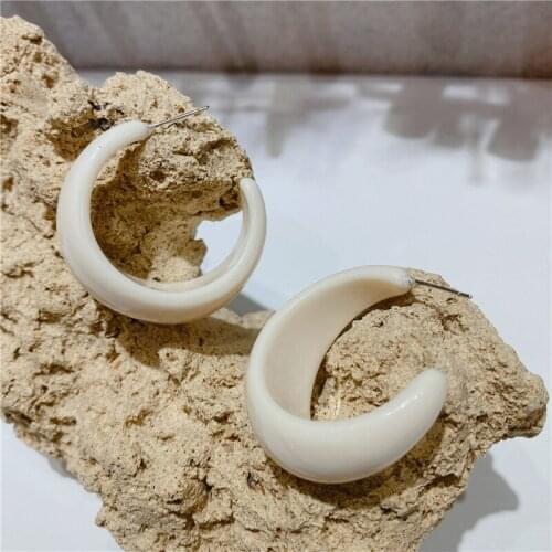 Candy Color Acrylic Earrings Summer Trendy Matte C-shaped Geometric Stud Earrings For Women Girls Sweet Party Jewelry