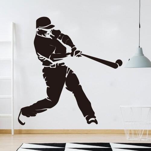 Large Baseball Player Wall Decal Boy Room Bedroom Cartoon Baseball player sports Football Wall Sticker Playroom Vinyl Home Decor