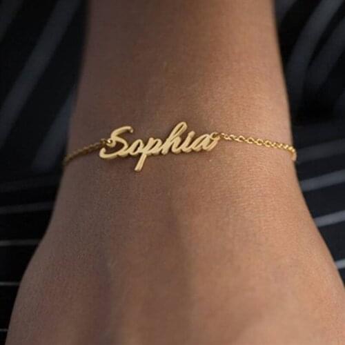 Personalized Custom Name Bracelet Gold Stainless Steel Cuff Bracelets For Women Handmade Bangle Mom JewelryCustomized Gift