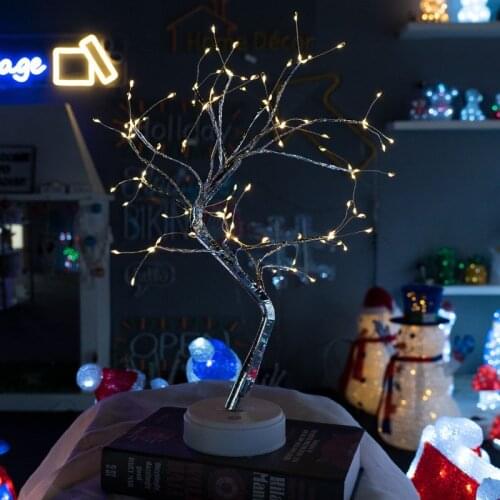 DIY Creative Bonsai LED Night Light USB Colorful Christmas Tree Lights Lamp Touch Switch Starry Fairy Lights For Home Decoration