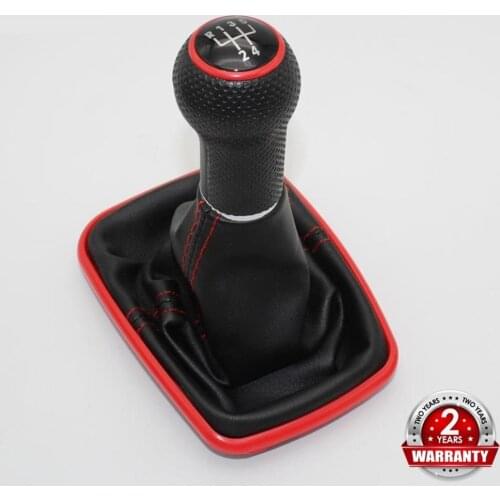 For Seat Leon 2000 2001 Toledo 1999 2000 2001 Car-Styling Car 5 Speed 12mm Red Line Gear Stick Shift Knob With Leather Boot