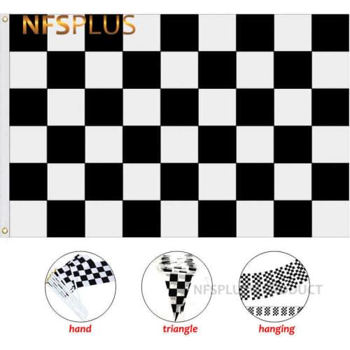 F1 Sport Checkered Flag Auto Racing 100% Polyester Black White Chequered Printed Home Outdoor Decorative Flags And Banners