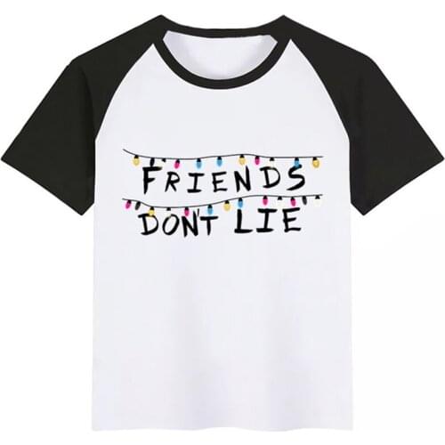 Boys Girls Stranger Things Friends Do Not Lie Cartoon Print T Shirt Kids Funny Clothes Children Summer Short Sleeve Baby T-shirt