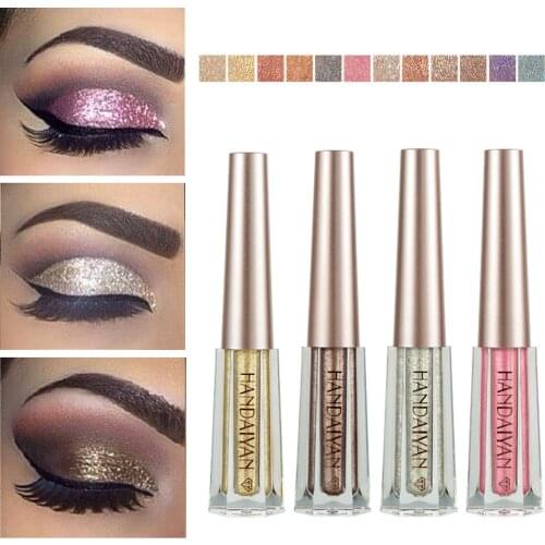 HANDAIYAN 12 Colors Diamond Colors Shiny Liquid Eye Shadow Makeup Glitter lasting Waterproof Easy To Wear Eyeshadow