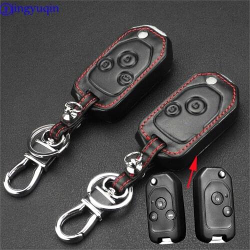 Jingyuqin 2/3 Buttons Floding Flip Leather Car Key Case Cover for Honda Accord fit Odyssey Civic Key Case FOB Protect Holder