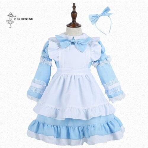 Alice in Wonderland Costume for girl Halloween Carnival Cosplay Costume Suit Maids Lolita Fancy Dress lady Anime Maid Uniform