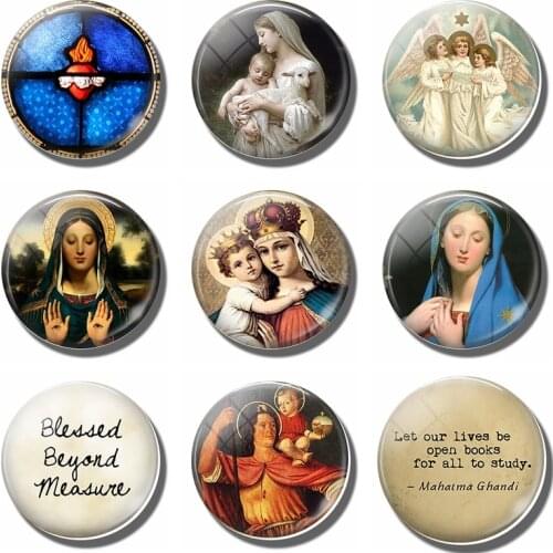 Bible Fridge Magnet Virgin Mary Jesus Christ Angel Sacred Heart Refrigerator Sticker Christmas 30mm Glass Note Message Holder