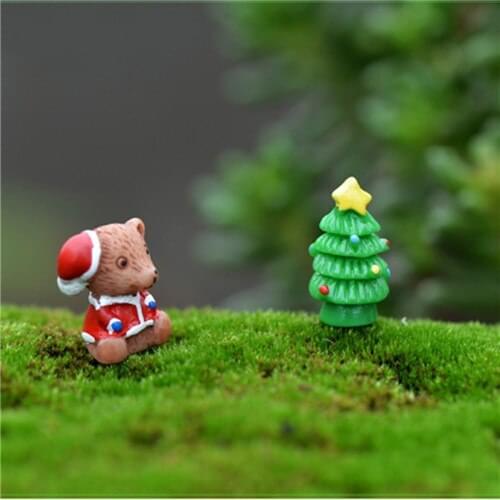 5pcs Christmas Tree Miniatures Figurines Xmas Squirrel Garden Decor Micro Landscape