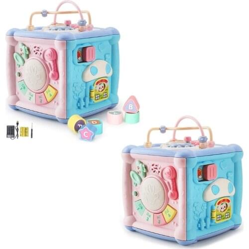 Multifunctional Baby Early Education Tambourine toy Seven-sided Puzzle Music Box