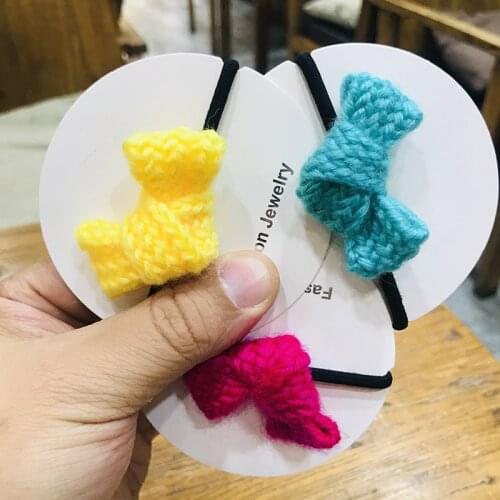 Fashion Hot Selling Wool Bowknot Hair Band Butterfly Protective Hair Rope Lovely New Arrive Hair Rings Headpiece Women Girl Gift