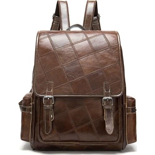 Fashion Women Genuine Leather Backpack Designer Shoulder Bag School Bags for Teenagers Girl Cowhide Female Daily Travel Knapsack