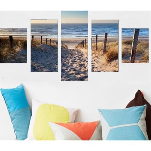 5 Piece Wall Art Canvas Painting Landscape There is A Road Leading to The Beach Poster Modern Home Decor Bedroom Pictures