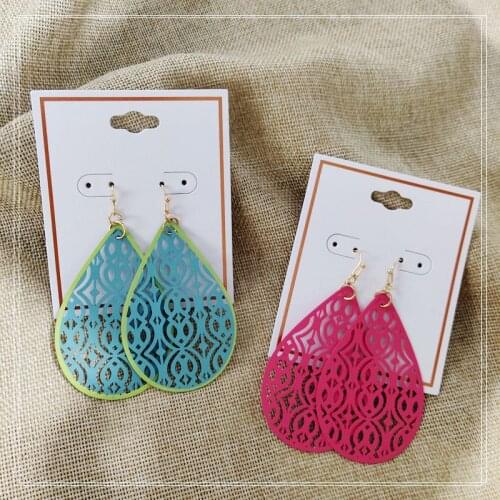 New Fashion Light-minded Rose Red Blue Big Water Drop Shaped Dangle Earrings Jewelry Accessory Party Gift for Women