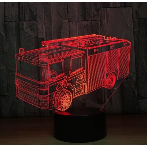 Fire Engine Car 3D Lamp 7 Colors LED Night Lamp For Kids Touch LED USB Table Lampara Lampe Baby Sleeping Nightlight Drop Ship
