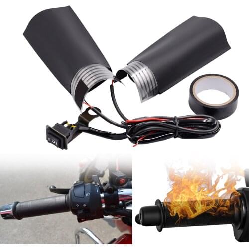 12V Motorcycle Heated Grip Pads Electric Heating Handle Kit Winter Scooter Handlebar Warm Hot Pad PET Sheet + Tape + Switch