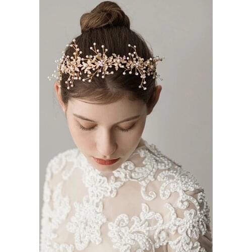 O358 handmade pearl wedding headband headpiece for girl bridal flower hairband hair accessories for wedding