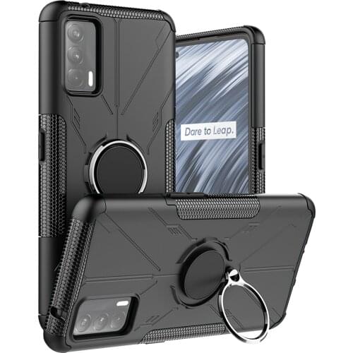 Shockproof Armor Case for OPPO Realme V15 5G X7 India Magnetic Metal Ring Stand Soft TPU Bumper Hard PC Protective Back Cover