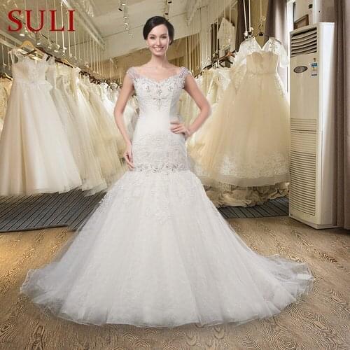 Q-005 O-neck Backless Bow appliques Backless Cap Sleeve Mermaid Wedding Dress
