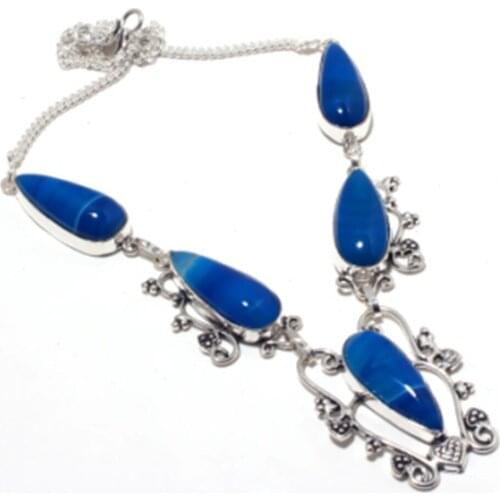 Botswana Agate Necklace Silver Overlay over Copper, 48.5 cm, N4174