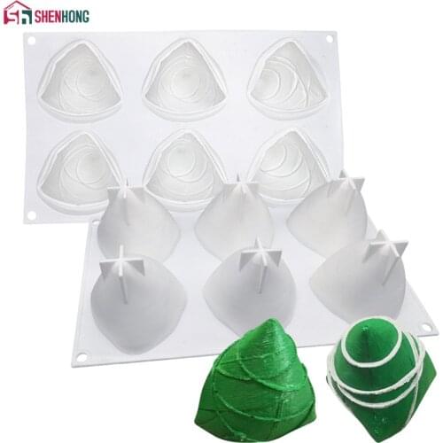 SHENHONG 6 Holes ZongZi Silicone Cake Decorating Mold For Baking Mould Dessert Mousse Pastry Bakewar Traditional Food Shape