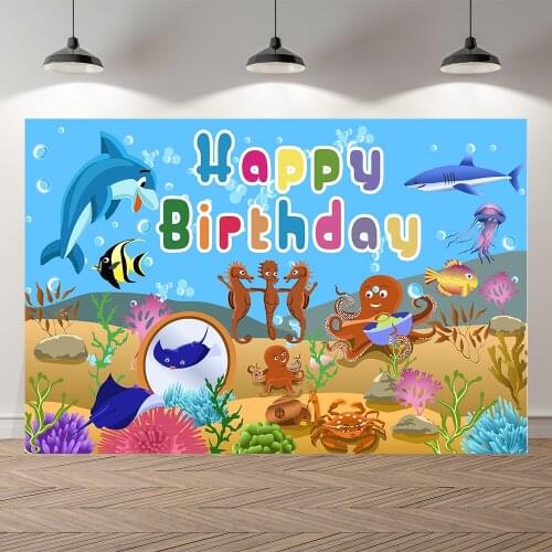 Seekpro Underwater World Shark Dolphin Photo Baby Mermaid Birthday Photography Background Photographic Backdrop For Studio Shoot
