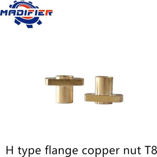 T8 nut H flange copper pitch 2mm lead 4mm 8mm for screw trapezoidal