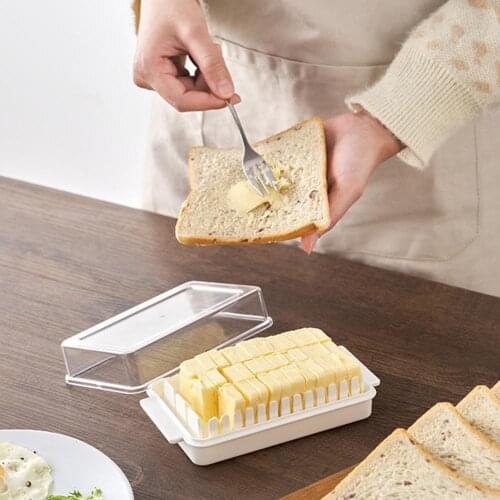 Convenient Butter Box Easy to Clean Plastic Dust-proof Lid Storage Container for Fridge Butter Dish Container Box Kitchen Supply