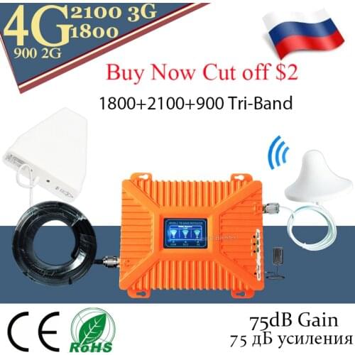 Repeater GSM 2G 3G 4G Cellular Signal Booster 900 1800 2100mhz Tri-Band Mobile Signal Repeater 2G 3G 4G Signal Amplifier 4G DCS