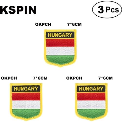 Hungary Shiled Shape flag patches national flag patches for Cothing DIY Decoration