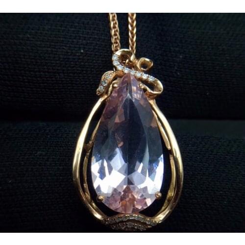 Fine Jewelry Real Pure 18 K Rose Gold Jewelry AU750 100% Natural Morganite Gemstone 6.3ct Pendants for Women Fine Necklace