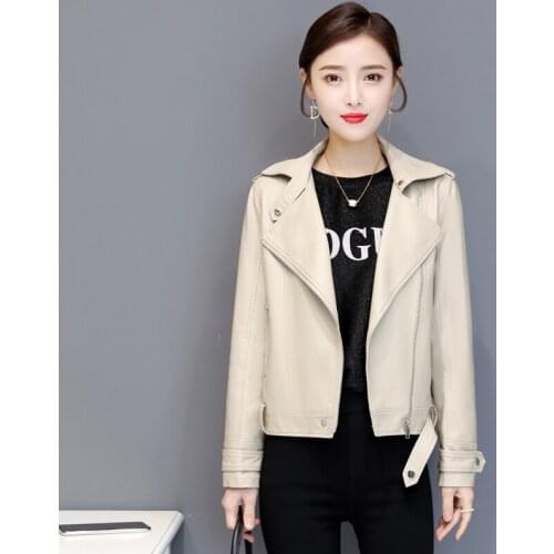 Women Faux leather Jacket 2020 New Ladies Black Pu Leather Jacket Short Slim Motorcycle Outerwear Zipper Coat Female Clothing