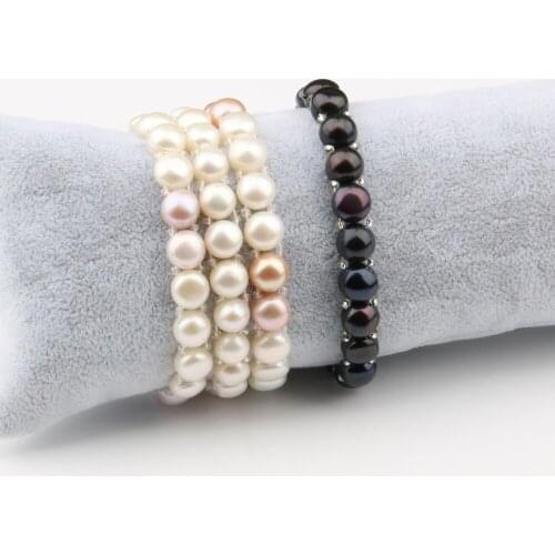 100% Real Natural Freshwater Pearl Bracelets Bangles for Women Bangles Fine Jewelry Bracelet Fit Party Wedding 19cm Wholesale