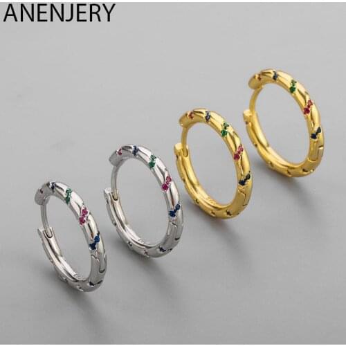 925 Sterling Silver Circle Round Hoop Earring for Women Charming CZ Earrings Wedding Party Jewelry