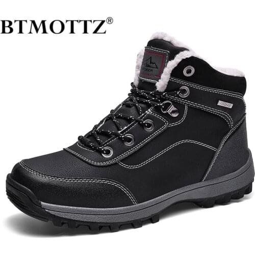 Winter Snow Boots Men Waterproof Ankle Safety Work Boots Mens Outdoor Hikking Boots Leather Males Military Boots Bota Masculina