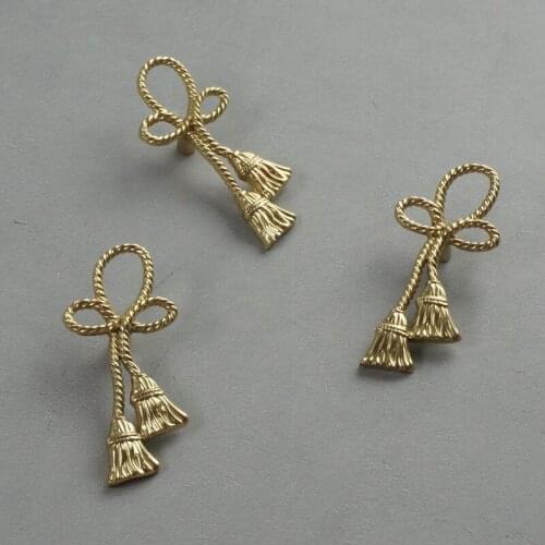 Gold Rope Brass Knob Pure Copper Handle Kitchen Wardrobe Cabinet Door Handles Drawer Pulls and Knobs Furniture Decor Hardware