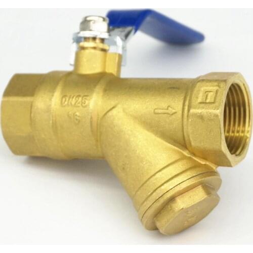 1" BSP Equal Female Thread Brass Y Type Strainer Filter Ball Valve