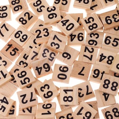 100 pieces school office supply Wooden Puzzle Numbers Tiles Black Letters Cube Blocks Embellishment
