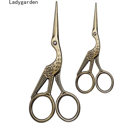 2PCS Stainless Steel Vintage Sewing Scissors Nail Art Stork Crane Cross Stitch Embroidery Tailor Fabric Scissor Cutters Tools