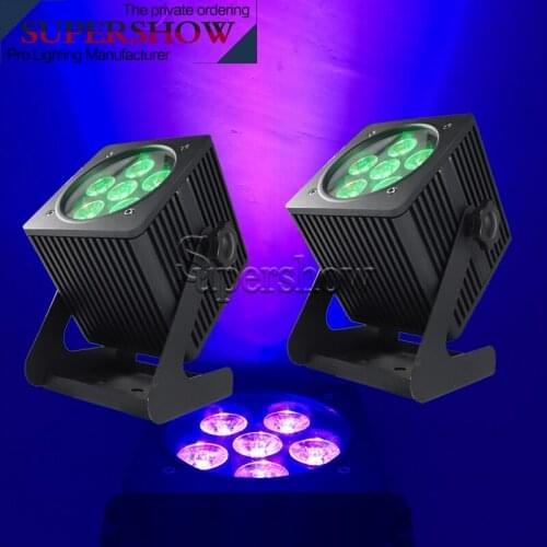 2pcs waterproof LED RGBWA UV 6in1 uplighting 6*18W battery uplight Par Can Wash Light for dj disco Wedding stage