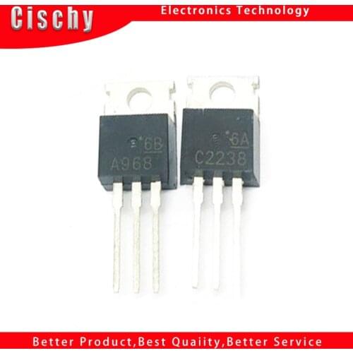 10Pairs 2SA968B 2SA968 + 2SC2238B 2SC2238 TO-220 5A 160V NPN + PNP Transistor
