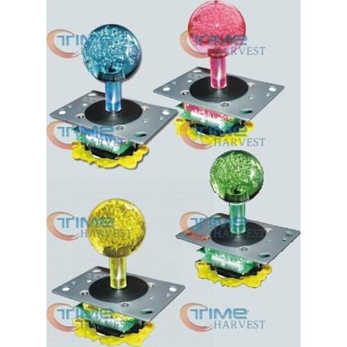 4 pcs Newest Arcade LED Joystick with 45mm Crystal Babble ball top 4 colors Illuminated LED Joystick with 8 way 4 way restrictor