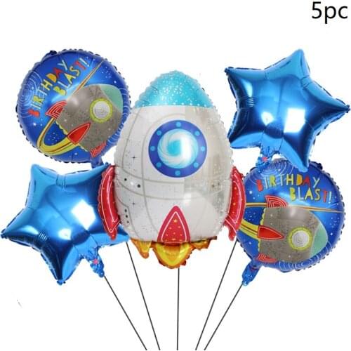 5pc Rocket Moon Sci-Fi Outer Space Astronaut Theme balloons Boy Kids Birthday Party Decoration toys helium Balloons Baby shower