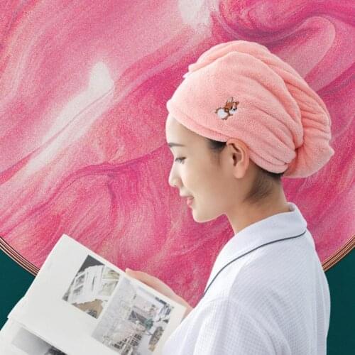 Velvet Embroidery Absorbent Water Quick-Drying Hair Drying Towel Hat Cap