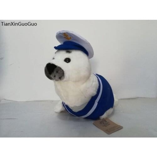 Large 40cm lovely cartoon seal dressed navy suits , plush toy soft doll throw pillow birthday gift w2006