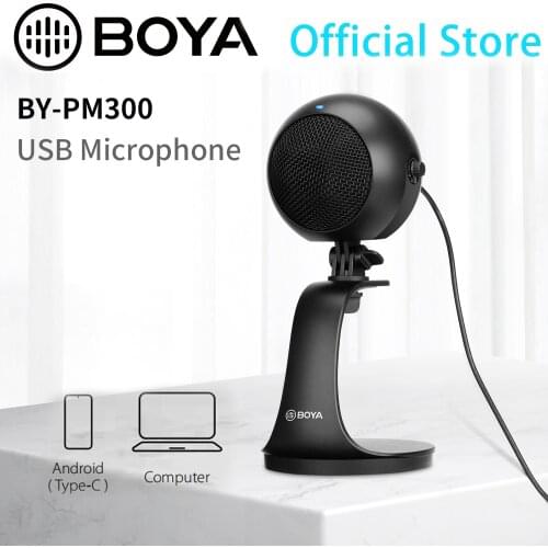 BOYA BY-PM300 Desktop USB Microphone with Android Windows/Mac computers for home-studio recording podcasting vocal performance