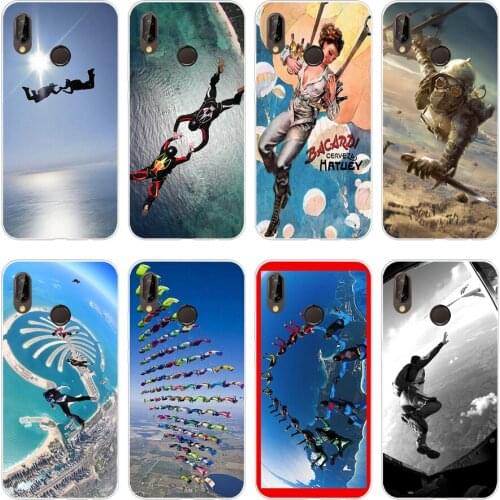 53H Skydive Skydivers Parachuting Soft Silicone Tpu Cover Case for huawei p 20 lite pro y6 2017 mate 10 lite