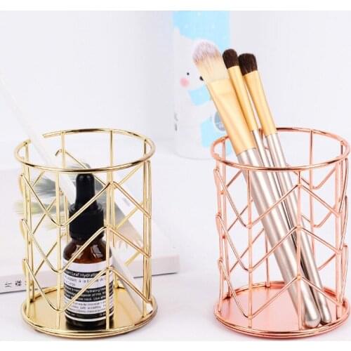 Cylindrical Case Cosmetics Makeup Brushes Storage Box Storage Lipstick Brush Pen Holder Organizer Wrought Iron Pen Storage