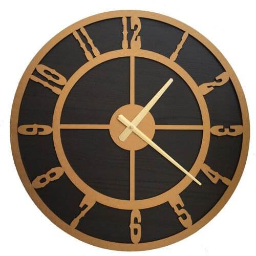 North Designed Tuşpa Gold Circle Decorative Wall Clock 48 Cm
